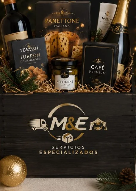 Arcón navideño premium con vino y panettone